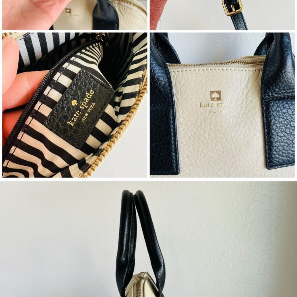 Kate Spade Pebbled Leather Black & Cream Medium Crossbody Bag - Picture 3 of 11